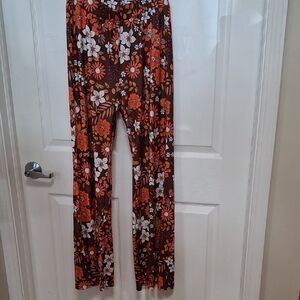 Floral Brown and Orange Bell Bottoms